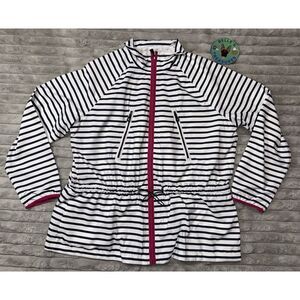 Ralph Lauren Active 1X XL Blue & White Pink Accent Full Zip Windbreaker Jacket